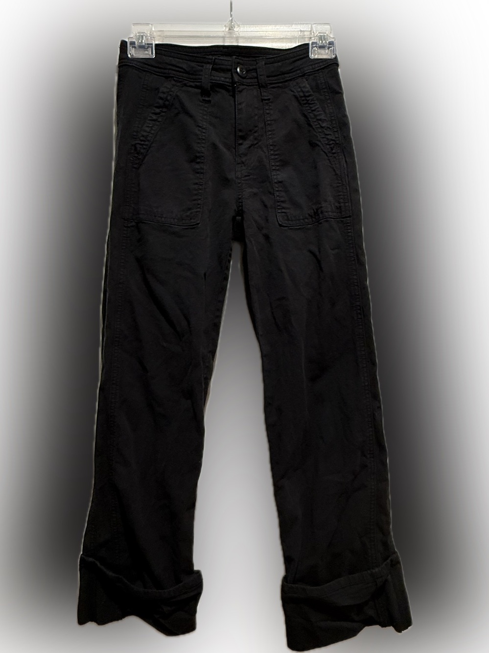 American Eagle black canvas stretch denim stovepipe cargo pants 000 Short